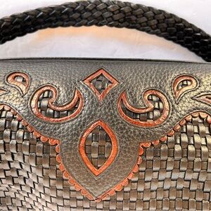 Brighton Black Woven Leather Shoulder Bag